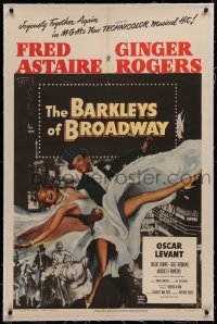6y0030 BARKLEYS OF BROADWAY linen 1sh 1949 art of Fred Astaire & Ginger Rogers dancing in New York!