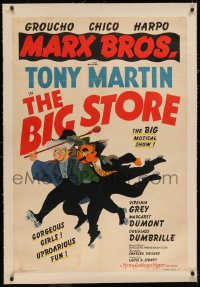 6y0033 BIG STORE linen style C 1sh 1941 great Hirschfeld art of all 3 Marx Brothers, ultra rare!