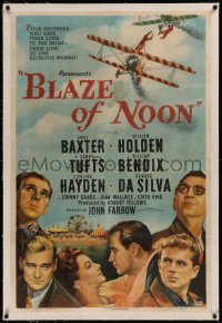 6y0037 BLAZE OF NOON linen 1sh 1947 circus stunt pilot William Holden & Anne Baxter, airplane art!