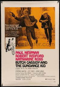 6y0050 BUTCH CASSIDY & THE SUNDANCE KID linen style B 1sh 1969 Paul Newman, Robert Redford, Ross!