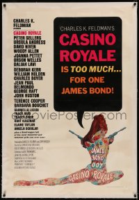 6y0053 CASINO ROYALE linen 1sh 1967 all-star James Bond spy spoof, Robert McGinnis psychedelic art!