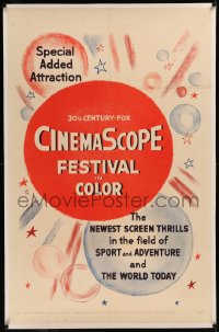 6y0058 CINEMASCOPE FESTIVAL IN COLOR linen 1sh 1955 newest screen thrills in sport and adventure!