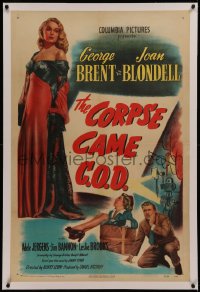6y0064 CORPSE CAME C.O.D. style B 1sh 1947 art of Joan Blondell, Brent & sexy Adele Jergens!