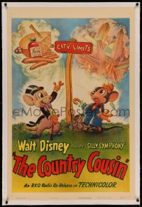 6y0066 COUNTRY COUSIN linen 1sh R1949 Walt Disney, wonderful art of city & country mice, very rare!