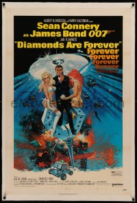 6y0074 DIAMONDS ARE FOREVER linen 1sh 1971 Robert McGinnis art of Sean Connery as James Bond 007!