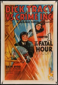 6y0076 DICK TRACY VS. CRIME INC. linen chapter 1 1sh 1941 art of Byrd in plane, serial, Fatal Hour!