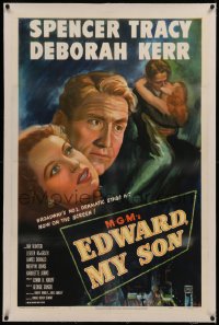 6y0083 EDWARD MY SON linen 1sh 1949 wonderful art of Spencer Tracy & Deborah Kerr, George Cukor!