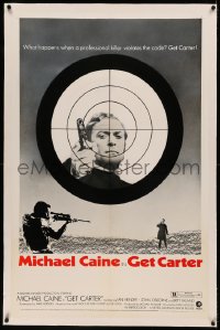 6y0105 GET CARTER linen style B 1sh 1971 cool different image of Michael Caine in sniper's sights!