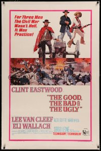 6y0115 GOOD, THE BAD & THE UGLY linen 1sh 1968 Clint Eastwood, Lee Van Cleef, Wallach, Leone classic!