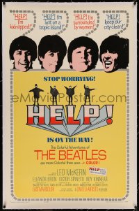 6y0132 HELP linen 1sh 1965 great images of Beatles, John, Paul, George & Ringo, rock & roll classic!