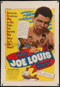 6y0148 JOE LOUIS STORY linen 1sh 1953 four great images art of the black heavyweight champion boxer!