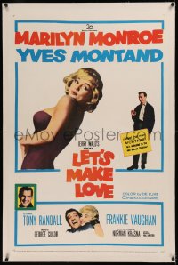6y0161 LET'S MAKE LOVE linen 1sh 1960 great images of super sexy Marilyn Monroe & Yves Montand!