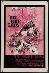 6y0191 MY FAIR LADY linen 1sh 1964 classic Bob Peak art of Audrey Hepburn & Rex Harrison!