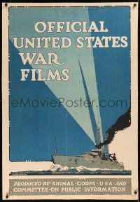 6y0203 OFFICIAL UNITED STATES WAR FILMS linen 1sh 1917 cool H. Devitt Welsh warship art, ultra rare!