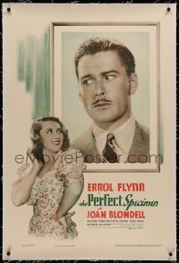 6y0211 PERFECT SPECIMEN linen 1sh 1937 sexy Joan Blondell & Errol Flynn in picture frame, ultra rare!