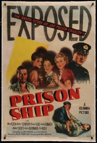 6y0220 PRISON SHIP linen 1sh 1945 Nina Foch, Robert Lowery, brutal story of Japanese prison cruelty!