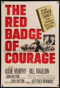 6y0231 RED BADGE OF COURAGE linen 1sh 1951 Audie Murphy, John Huston, Stephen Crane Civil War novel!