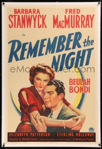 6y0232 REMEMBER THE NIGHT linen 1sh 1940 Preston Sturges, Barbara Stanwyck, Fred MacMurray, ultra rare!