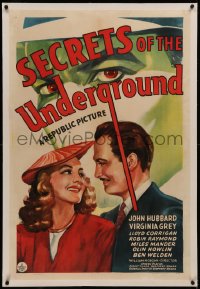 6y0247 SECRETS OF THE UNDERGROUND linen 1sh 1943 Nazi spies in the U.S. turn people into mannequins!
