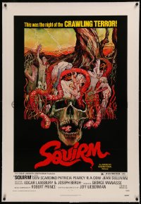 6y0265 SQUIRM linen 1sh 1976 wild Drew Struzan horror art, it was the night of the crawling terror!