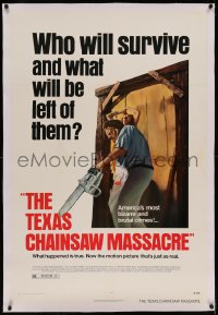 6y0283 TEXAS CHAINSAW MASSACRE linen 1sh 1974 Tobe Hooper cult classic slasher horror, Bryanston!