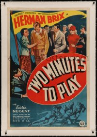 6y0301 TWO MINUTES TO PLAY linen 1sh 1937 college football player Bruce Bennett wins the big game!