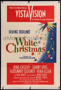 6y0320 WHITE CHRISTMAS linen red/green title 1sh 1954 Michael Curtiz musical Christmas classic, rare!