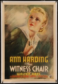 6y0327 WITNESS CHAIR linen 1sh 1936 art of beautiful Ann Harding, testifying against her boss, rare!