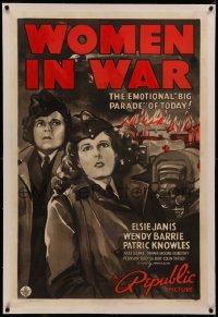 6y0329 WOMEN IN WAR linen 1sh 1940 Wendy Barrie finds out Elsie Janis is her mother in WWII!
