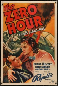 6y0334 ZERO HOUR linen 1sh 1939 Frieda Inescort tends to Otto Kruger who made her a Broadway star!