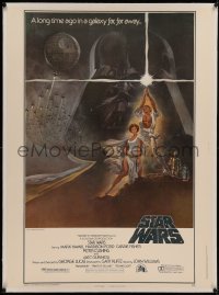 6z0247 STAR WARS linen style A 30x40 1977 George Lucas classic sci-fi epic, iconic art by Tom Jung!