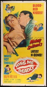 6z0029 KISS ME DEADLY linen 3sh 1955 Mickey Spillane, Robert Aldrich, Ralph Meeker as Mike Hammer!