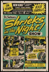 6z0039 DR. SATAN'S SHRIEKS IN THE NIGHT SHOW linen 40x60 1960s nude Marilyn Monroe & Elvis Presley!