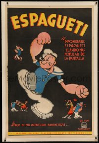 6z0291 ESPAGUETI linen Argentinean 1940s four great cartoon images art of Popeye, Olive Oyl, rare!