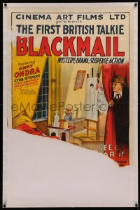 6z0278 BLACKMAIL linen Aust 1sh 1929 the first British talkie, Alfred Hitchcock, ultra rare!