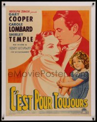 6z0317 NOW & FOREVER linen pre-war Belgian 1934 Shirley Temple, Carole Lombard & Gary Cooper, rare!