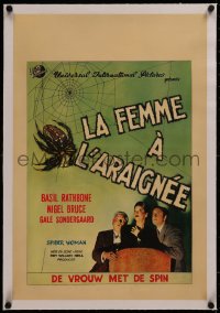 6z0320 SPIDER WOMAN linen Belgian 1946 Rathbone as Sherlock Holmes, Nigel Bruce, Sondergaard, rare!
