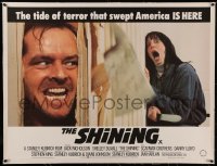 6z0340 SHINING linen British quad 1980 King & Kubrick horror, Jack Nicholson & scared Shelley Duvall!