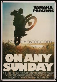 6z0168 ON ANY SUNDAY linen 27x40 Canadian commercial poster 1971 Bruce Brown, motorcycle racing!