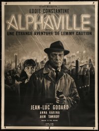 6z0062 ALPHAVILLE linen French 1p 1965 Jean-Luc Godard, Mascii art of Constantine as Lemmy Caution!