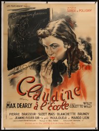 6z0071 CLAUDINE A L'ECOLE linen French 1p 1937 student attracted to her female teacher, ultra rare!