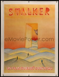 6z0097 STALKER linen French 1p 1981 Tarkovsky's Ctankep, Russian sci-fi, art by Jean-Michel Folon!