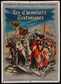 6z0059 KNIGHTS OF THE TEUTONIC ORDER linen French 43x60 1961 Krzyzacy, different art by Jean Mascii!