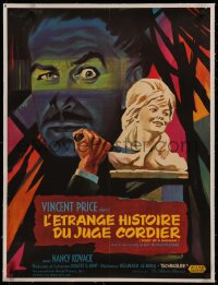 6z0347 DIARY OF A MADMAN linen French 22x29 1963 different Grinsson art of Vincent Price, ultra rare!