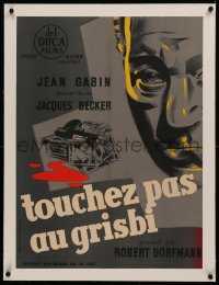 6z0351 GRISBI linen French 28x31 1954 Jean Gabin's Touchez pas au grisbi, cool different art, rare!