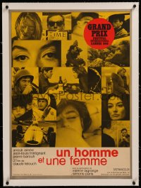6z0357 MAN & A WOMAN linen French 22x30 1966 Claude Lelouch, Anouk Aimee, Jean-Louis Trintignant