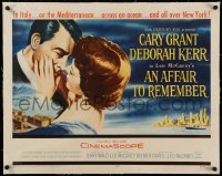 6z0106 AFFAIR TO REMEMBER linen 1/2sh 1957 art of Cary Grant about to kiss Deborah Kerr, Leo McCarey!