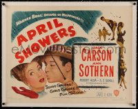 6z0107 APRIL SHOWERS linen 1/2sh 1948 Jack Carson & Ann Sothern in Warner Bros.' deluge of happiness!