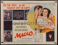 6z0120 MACAO linen style B 1/2sh 1952 Josef von Sternberg, art of Robert Mitchum & sexy Jane Russell!