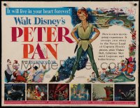 6z0124 PETER PAN linen style B 1/2sh 1953 Walt Disney animated cartoon fantasy classic, great art!